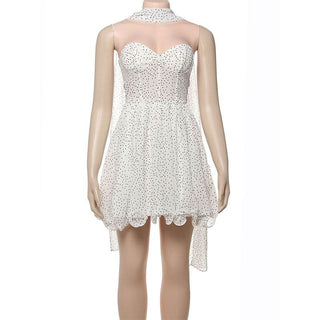 Sweetheart neck polka dot ruffle mini dress