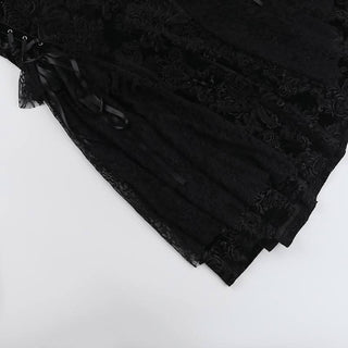 Lace hem lace up zip-up maxi skirt