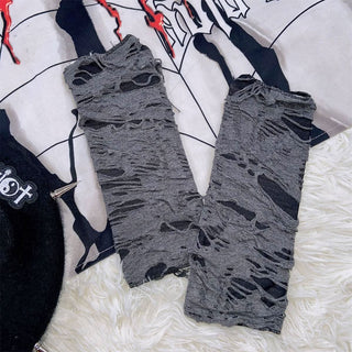 Hollow out cross decor leg warmer gloves