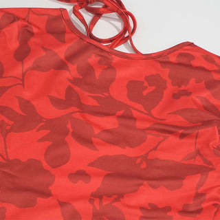 Long sleeve leopard print self tie backless mini dress