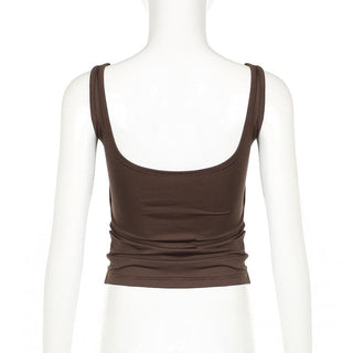 Sleeveless ruched solid backless cami top