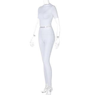 Short sleeve crewneck solid pant set