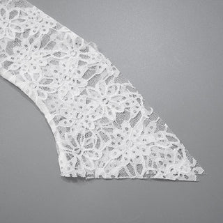 Long flared sleeve bowknot one shoulder lace top