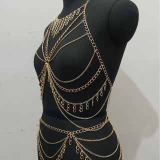 Halter metal chain hollow out cut out top