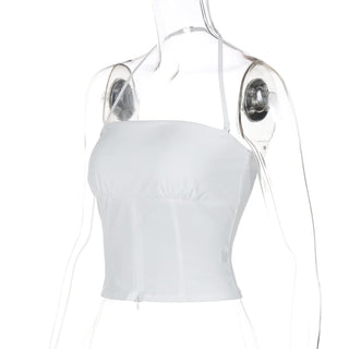 Halter backless ruched solid tube top