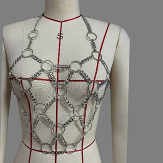 Halter o ring metal chain hollow out cut out top