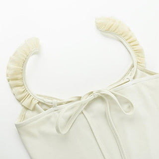 Ruffle corset patchwork stitch cami top
