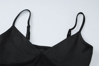 V neck mesh hollow out cami cut out maxi dress