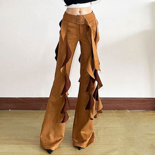 Button zip-up high rise solid straight leg pant