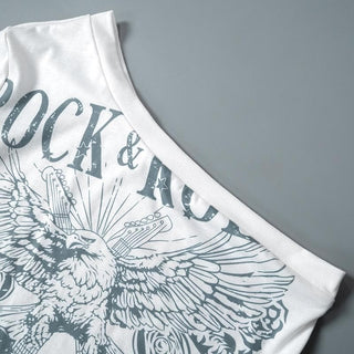 Short sleeve one shoulder print irregular knotted top