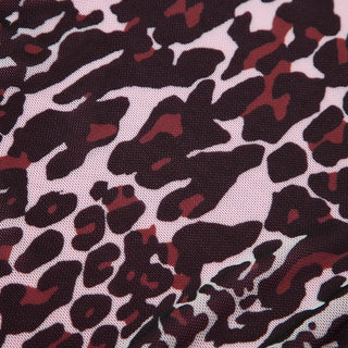 Leopard print mesh bowknot lace hem cami top