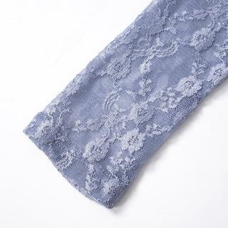 Long sleeve see through bowknot lace jumpsuit