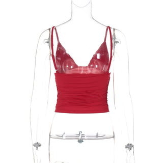 Ruched backless solid crop top