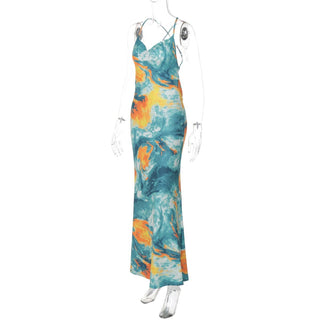 Tie dye cross front cami maxi dress