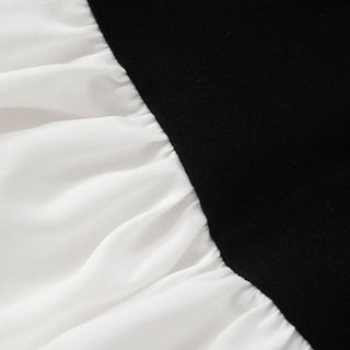 Ruched long sleeve off shoulder contrast mini dress