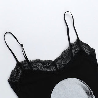 Skull print lace hem cami mini dress