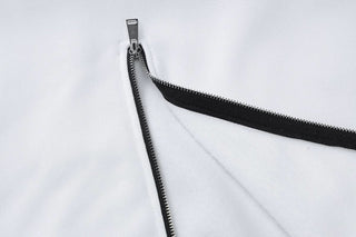 Long sleeve crewneck leopard pattern zip-up top