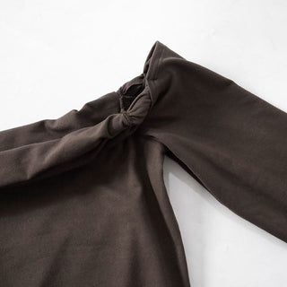 Off shoulder long sleeve backless solid top