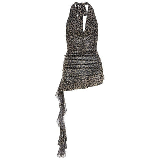 Halter leopard print backless top