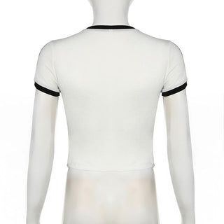 Short sleeve bowknot embroidery stitch top