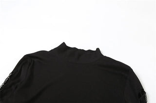 High neck long sleeve hollow out mesh bodysuit