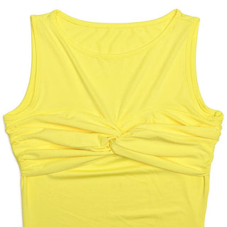 Sleeveless crewneck ruched knotted solid maxi dress
