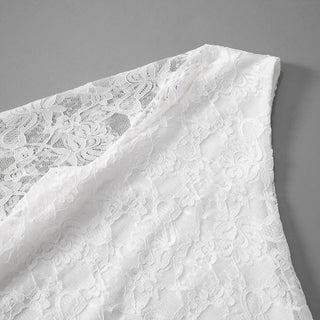 One shoulder long sleeve lace ruffle mini dress