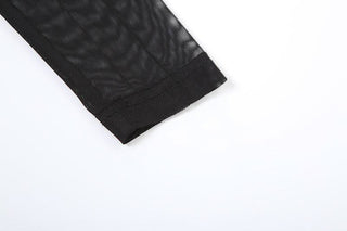 Sweetheart neck long sleeve mesh bodysuit