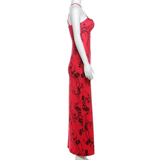 Print cross front ruched cami maxi dress