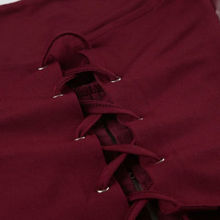 Lace up PU leather button corset solid tube top