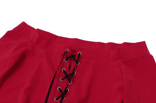 Off shoulder long sleeve ruffle lace up mini dress