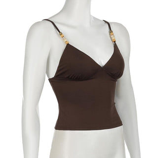 V neck backless beaded cami top
