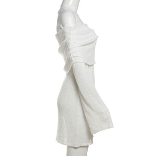 Long sleeve off shoulder knitted mini dress