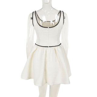 U neck zip-up backless cami mini dress