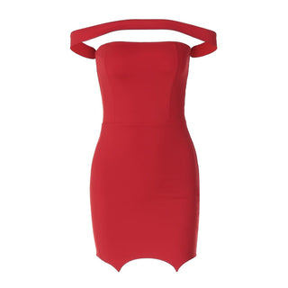 Off shoulder backless solid mini dress