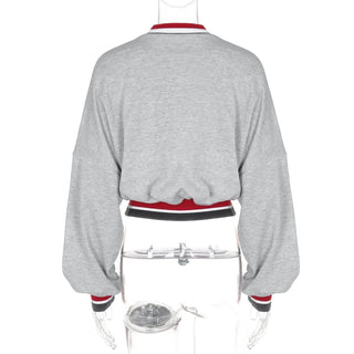 Long sleeve patchwork letter pattern top