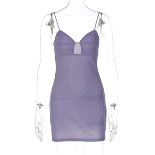 Textured solid hollow out v neck backless cut out mini dress