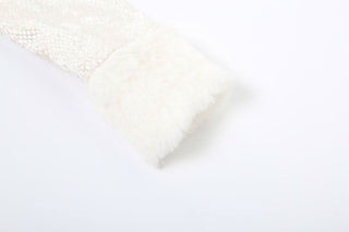 Off shoulder long sleeve fluffy zip-up solid top