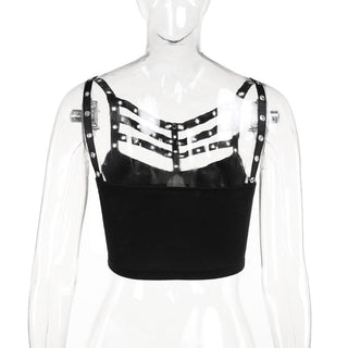 Hollow out backless solid sleeveless crop cut out top
