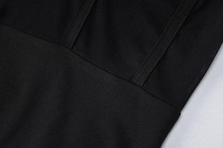 Solid mesh patchwork backless cami mini dress