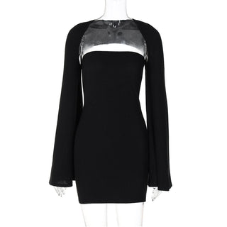 Long sleeve solid shrug tube 2 piece mini dress