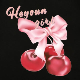 Short sleeve cherry print crewneck crop top