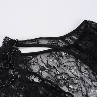 Long sleeve off shoulder lace hollow out shrug cut out top