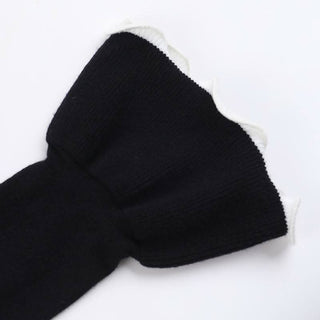 Long flared sleeve ruffle v neck self tie ruched top