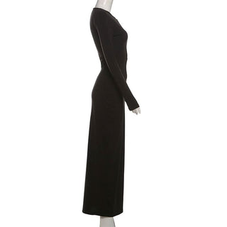 Long sleeve hollow out cut out maxi dress