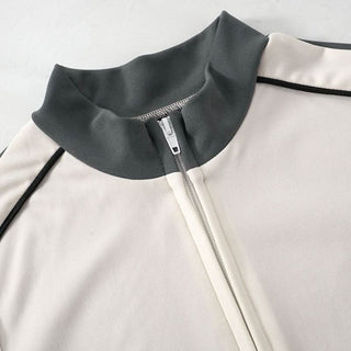 Zip-up Long sleeve drawstring low rise contrast pant set