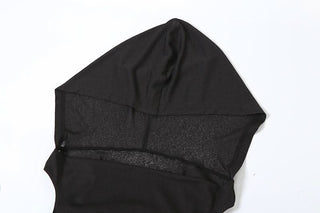 Hoodie sleeveless slit belt maxi dress