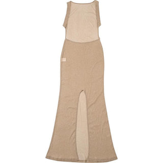Glitter backless mesh slit maxi dress