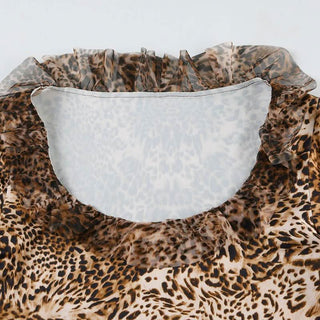 Long sleeve leopard print ruffle top