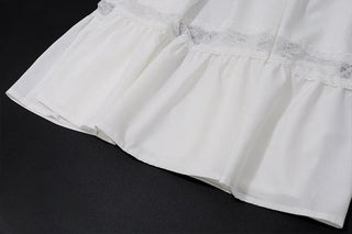 Smocked ruched lace patchwork tube midi dress